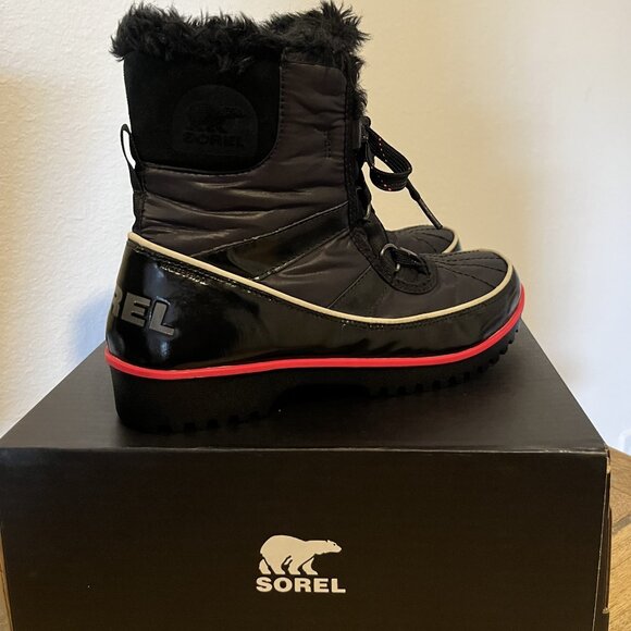 Sorel Tivoli Duck Snow Boot Women’s 8.5 Waterproof Winter Lace-Up- Black/HotPink - Picture 4 of 8